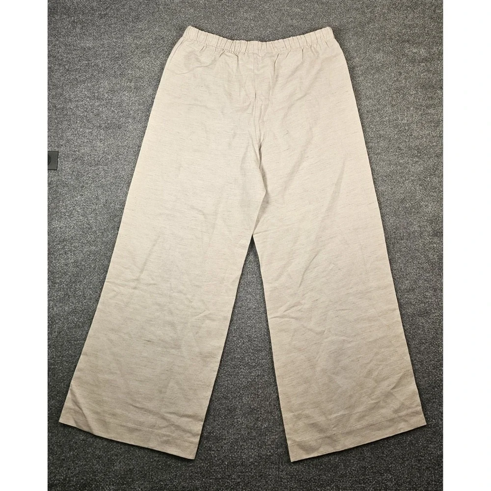 Aritzia Lodge Linen Wide Leg Pants Women's Size Large Undyed Ecru